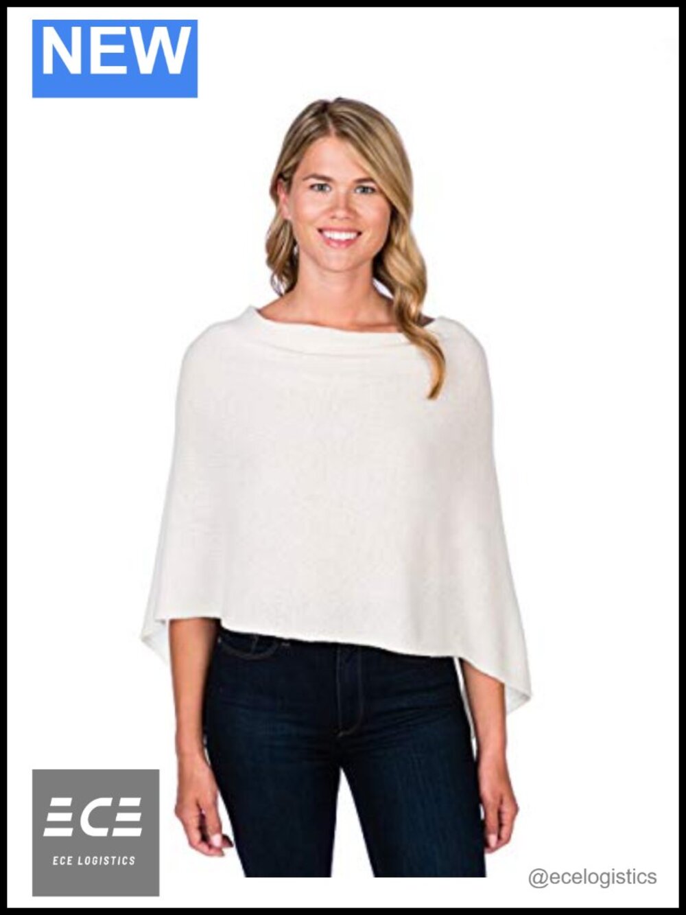 100% Cashmere Poncho Wrap One Size Shawl Collar Dress Topper